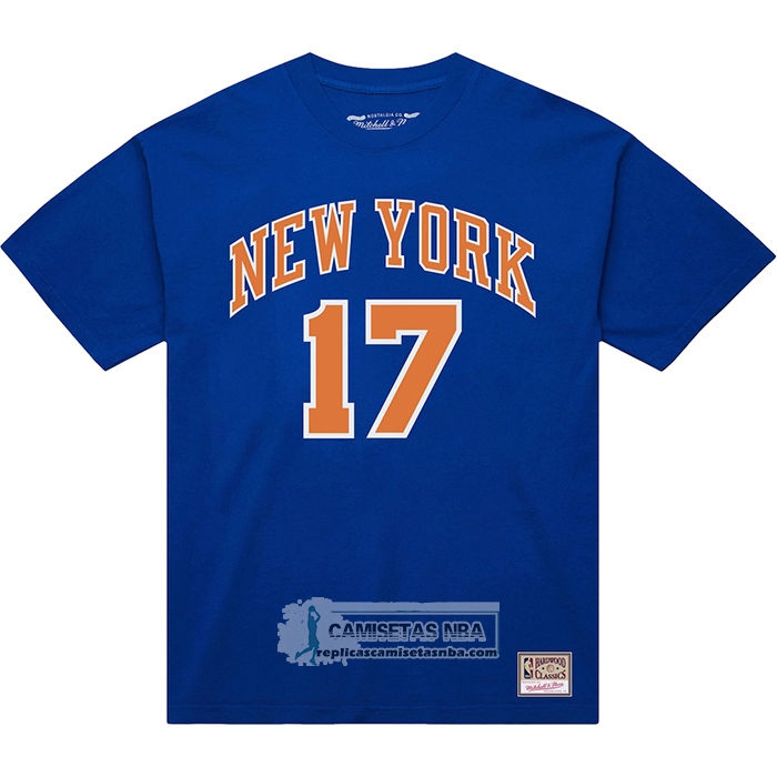 Camiseta Corta Manga New York Knicks Jeremy Lin NO 17 Azul